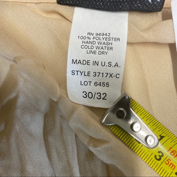 Vintage Fashion Bug Tan  Crinkle Fabric Lace Up Top Size 30/32 - Picture 5 of 7